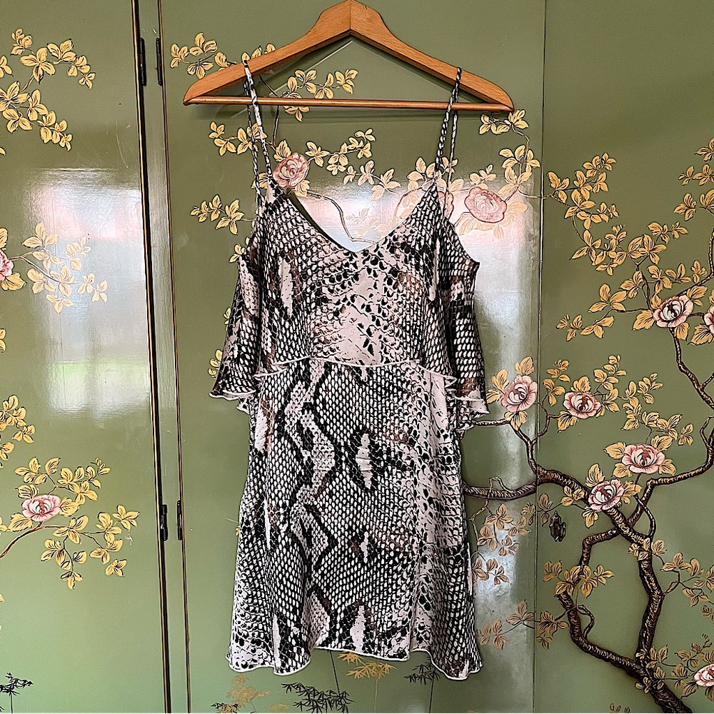 Blu Moon Snake Skin Mini Dress 100% Silk Size 1